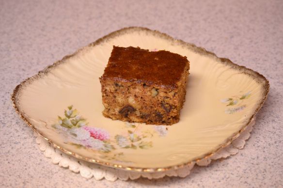 Date and Nut Cake served on Grandma Dora's plate.